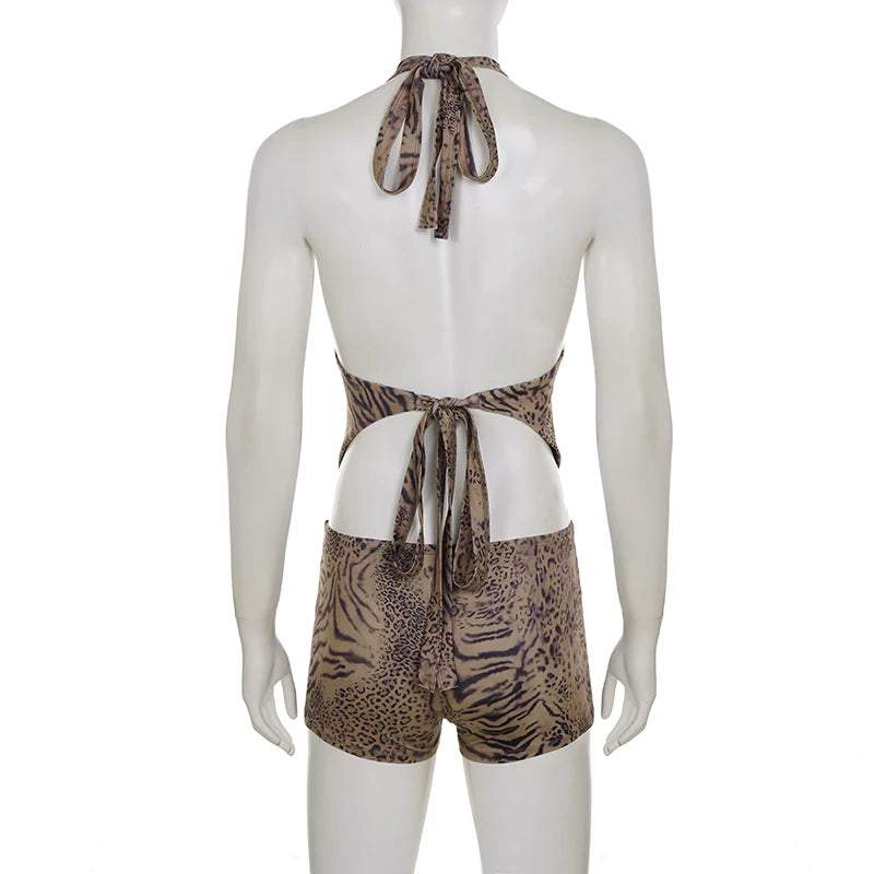 Kenia | Conjunto crop y short leopardo