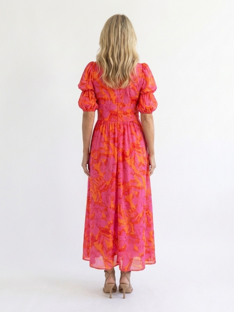 Willow | Robe Midi Florale Col V Manches Bouffantes