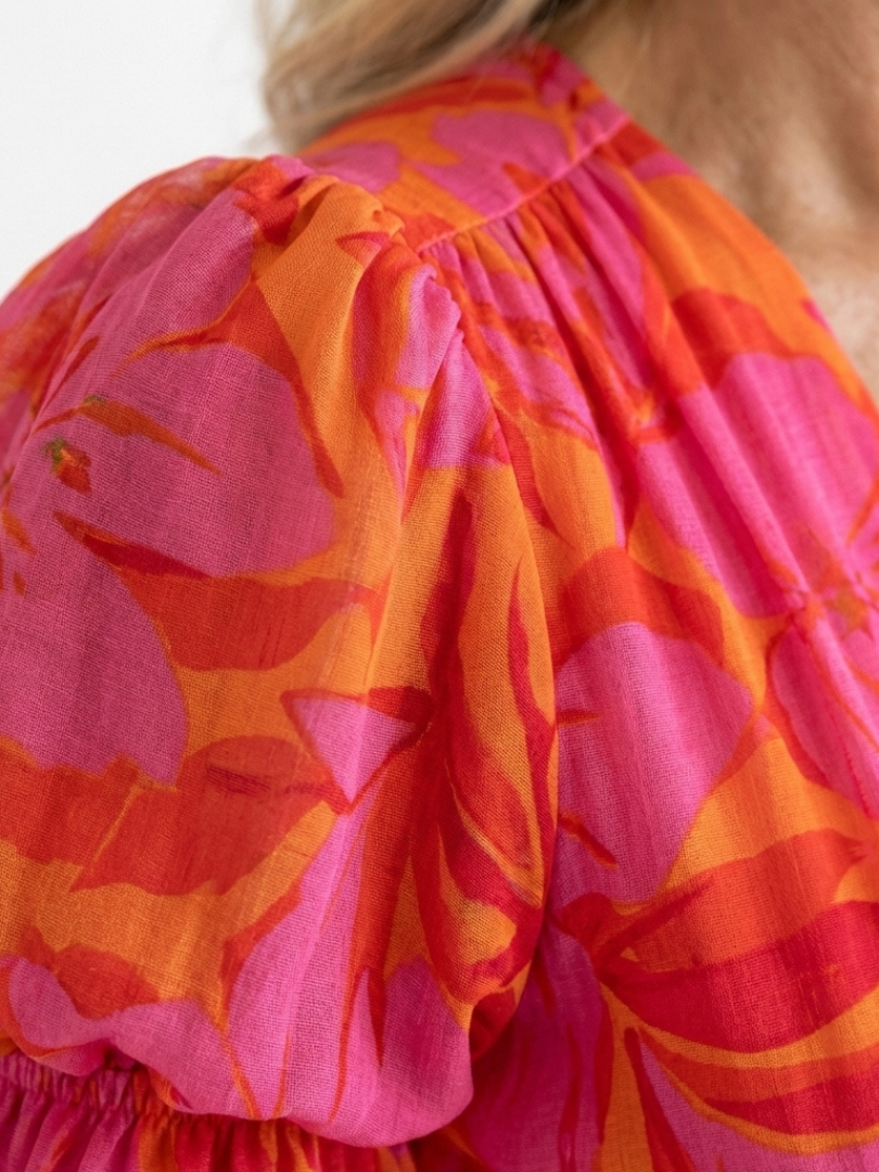 Willow | Robe Midi Florale Col V Manches Bouffantes