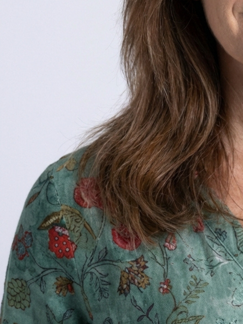 Marina | Robe Maxi Florale Col V Manches Trois Quarts