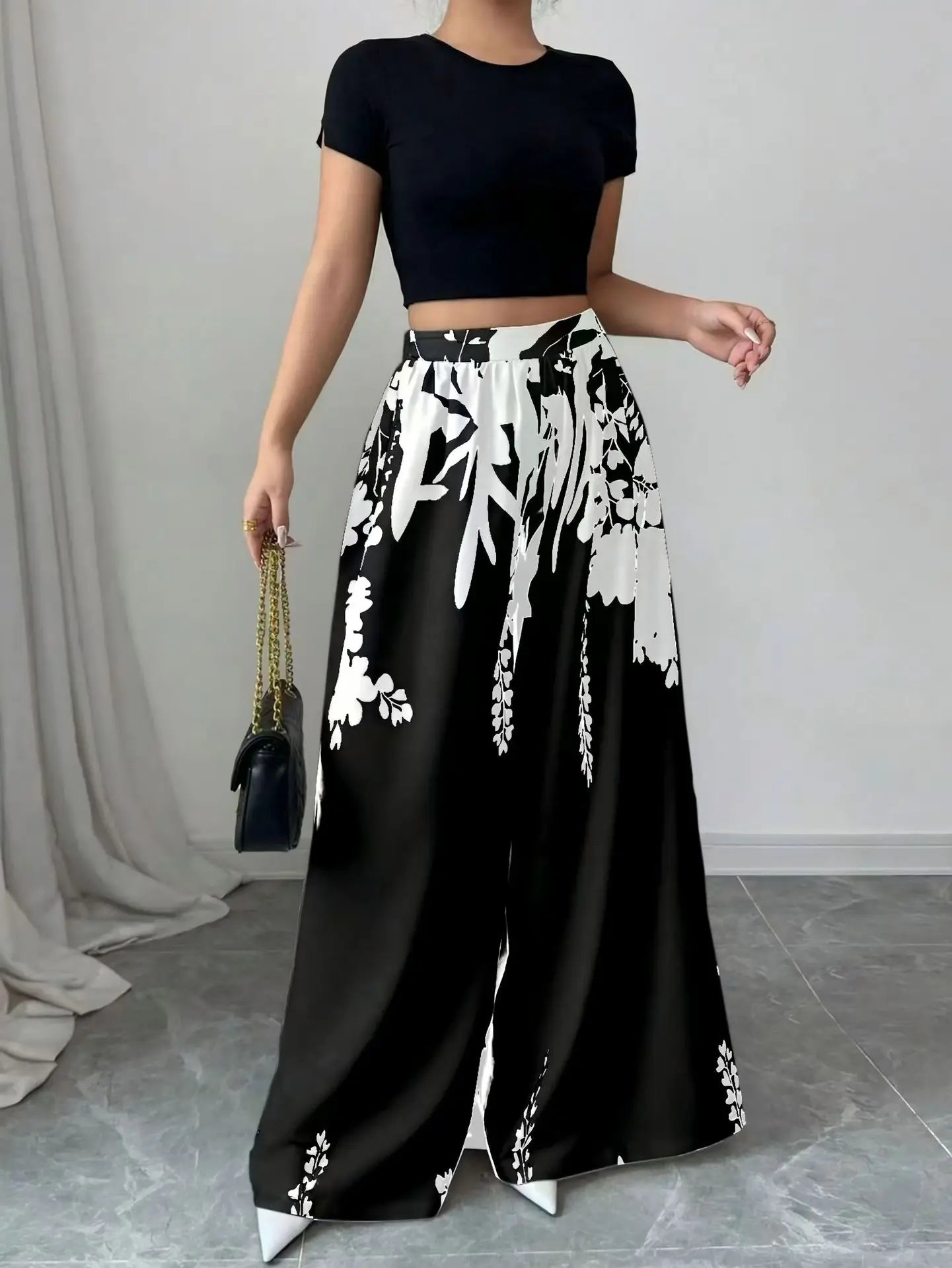 Isla | Pantalón ancho negro fluido