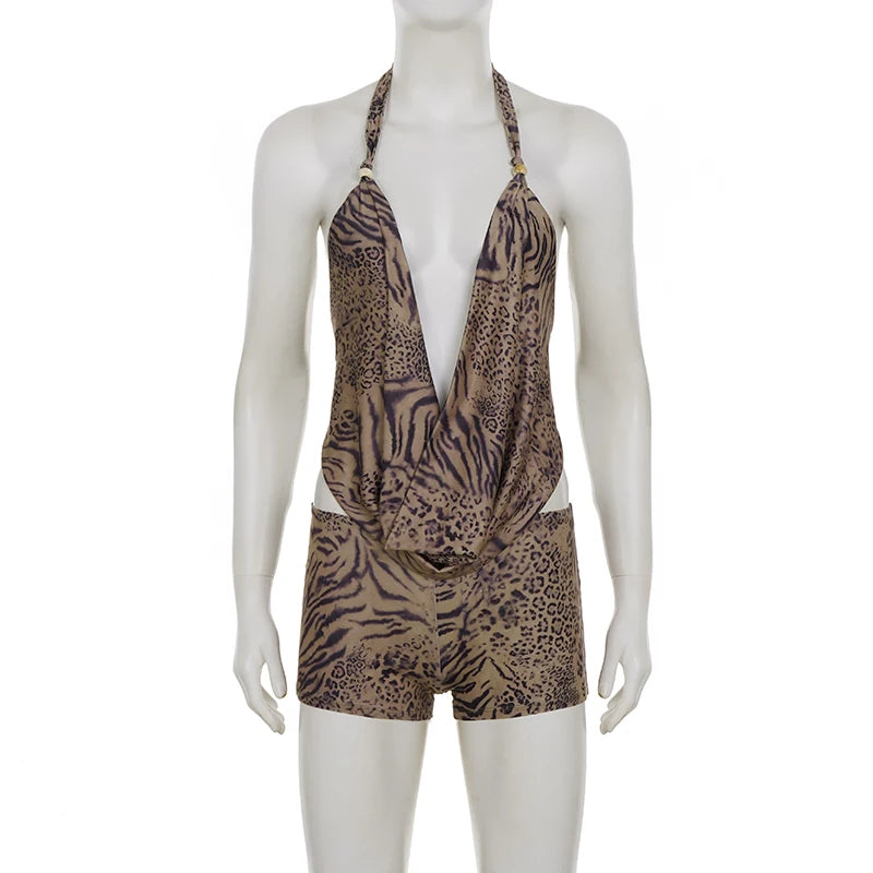 Kenia | Conjunto crop y short leopardo
