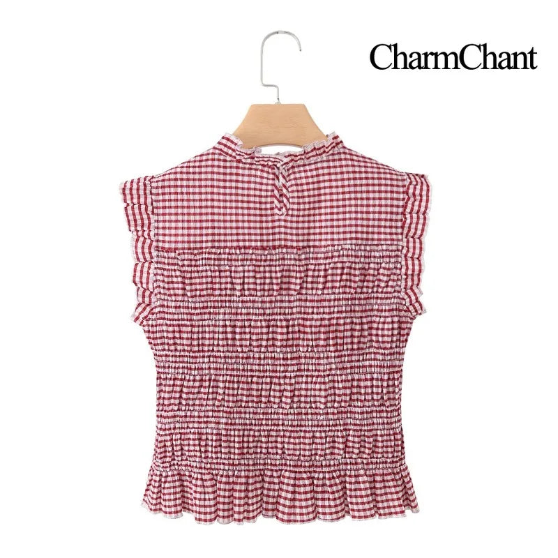 Cherie | Blusa peplum de cuadros vichy