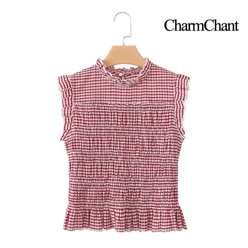 Cherie | Blusa peplum de cuadros vichy