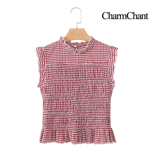 Cherie | Blusa peplum de cuadros vichy