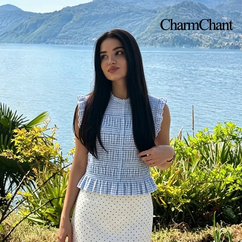 Cherie | Blusa peplum de cuadros vichy