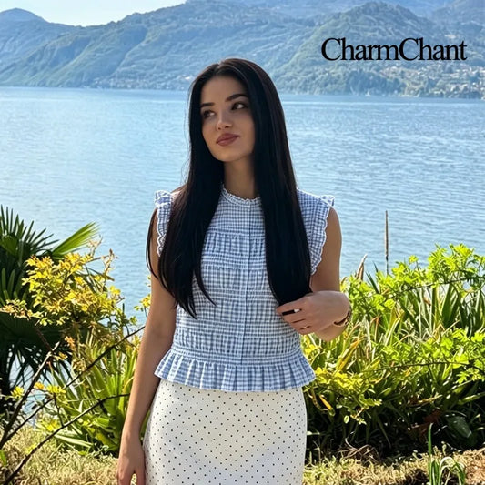 Cherie | Blusa peplum de cuadros vichy