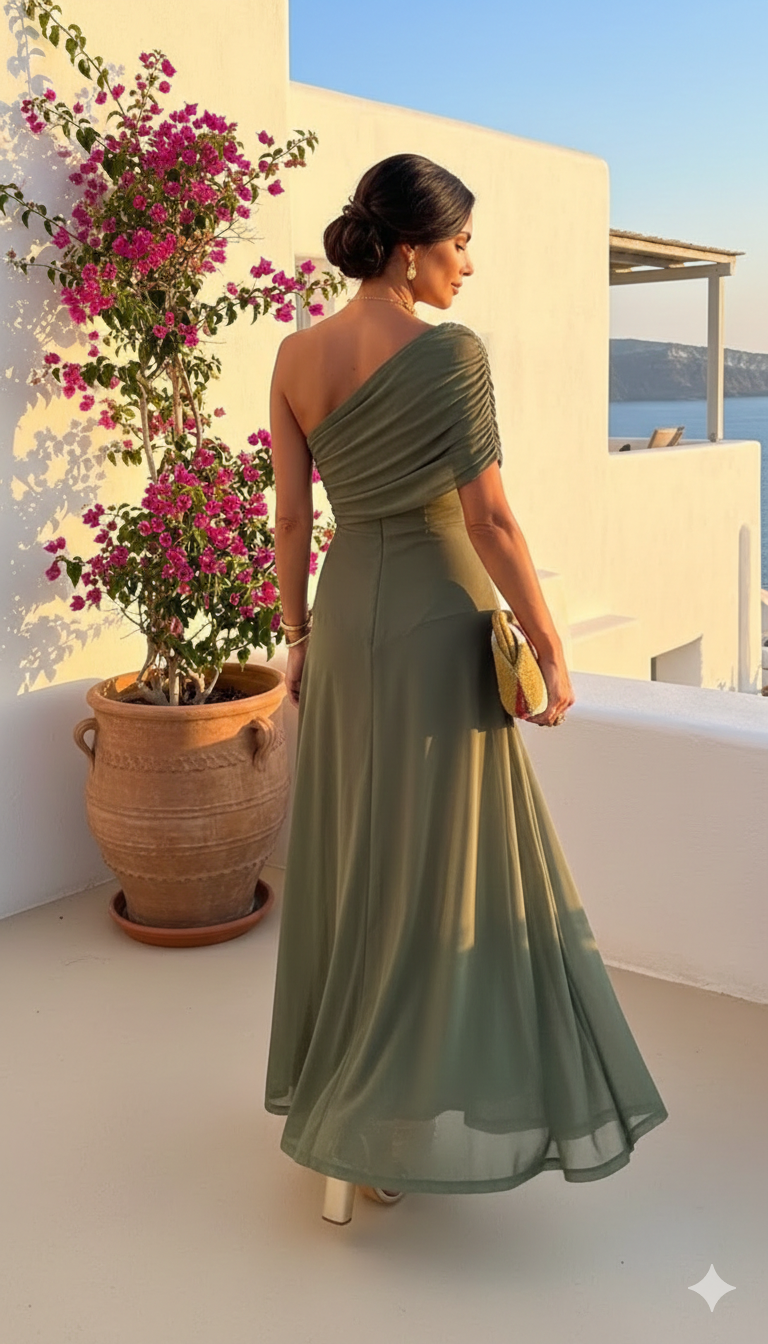 Uma – Dlouhé Splývavé Šaty s Elegantním Designem
