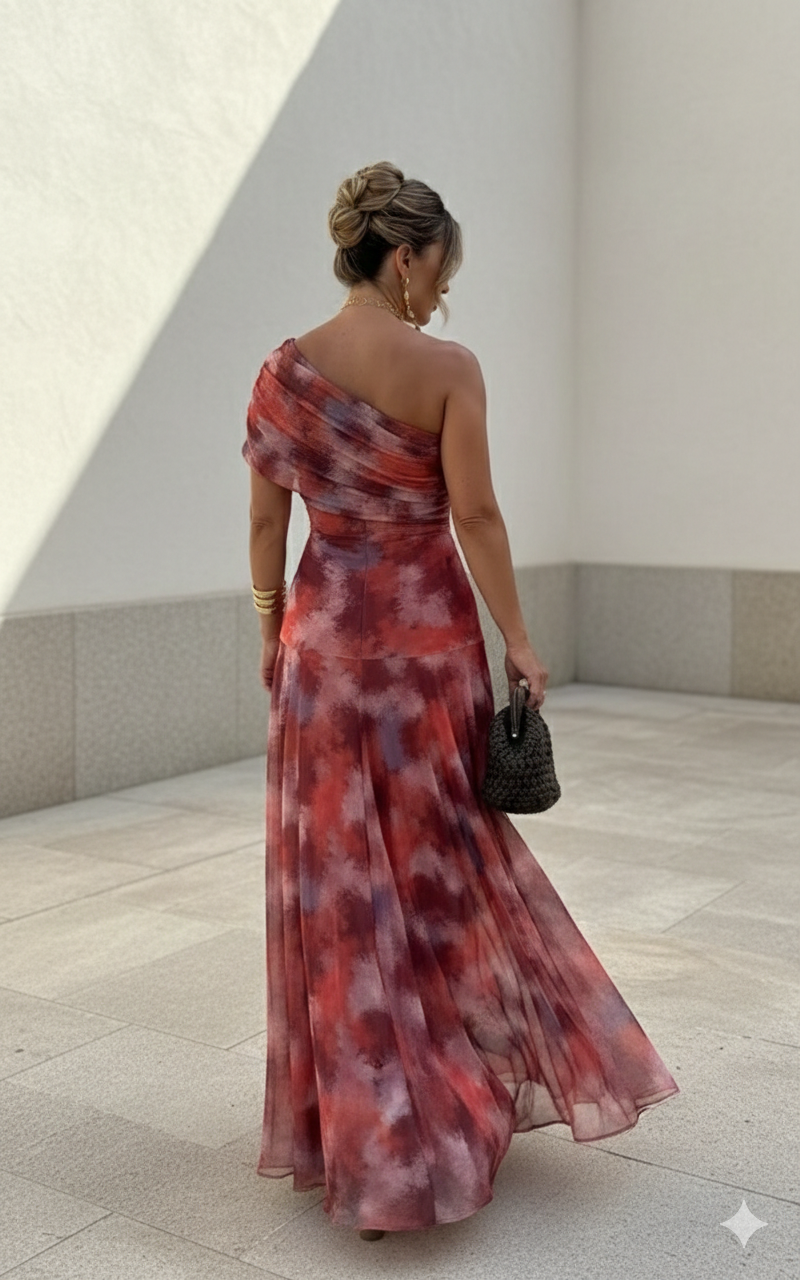 Uma – Dlouhé Splývavé Šaty s Elegantním Designem
